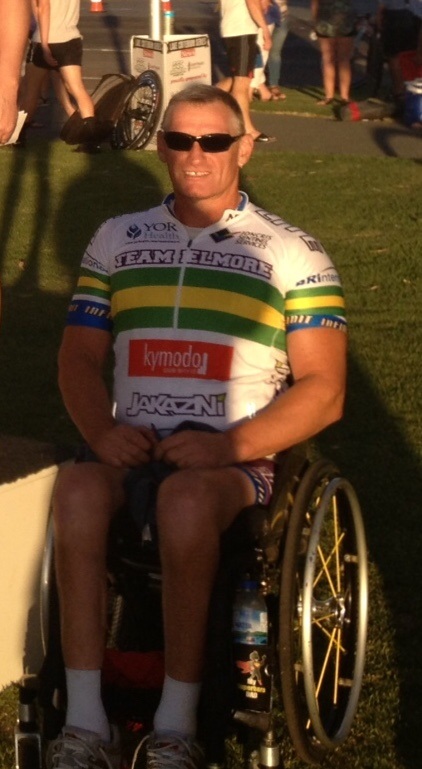 Michael Taylor on his wheelchair during competition